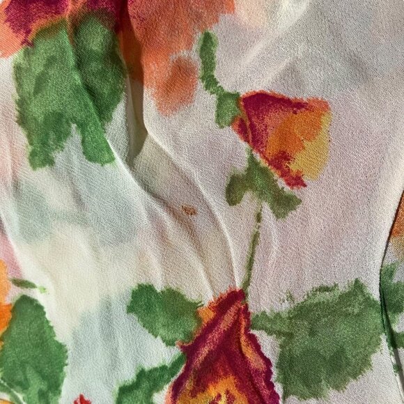 Karen Kane 3X Ruffle Front Garden Fairy Floral Blouse Orange Pink Vibrant‎ Bold - Picture 6 of 8